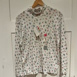Floral Turtleneck Long Sleeve Top hanes her way xl vintage